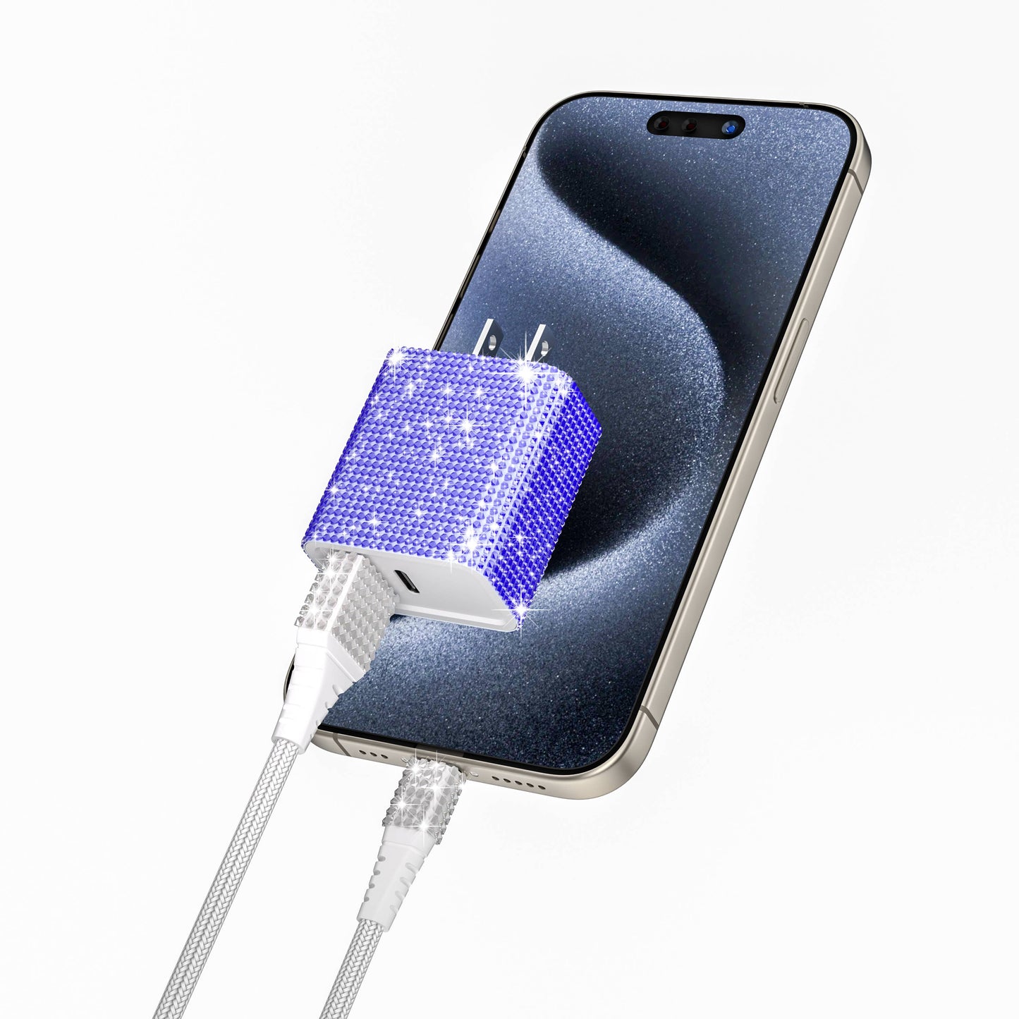 Blue Bling Wall Charger - USB/USB-C