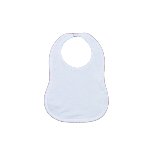 White Bib Pink Picot Trim