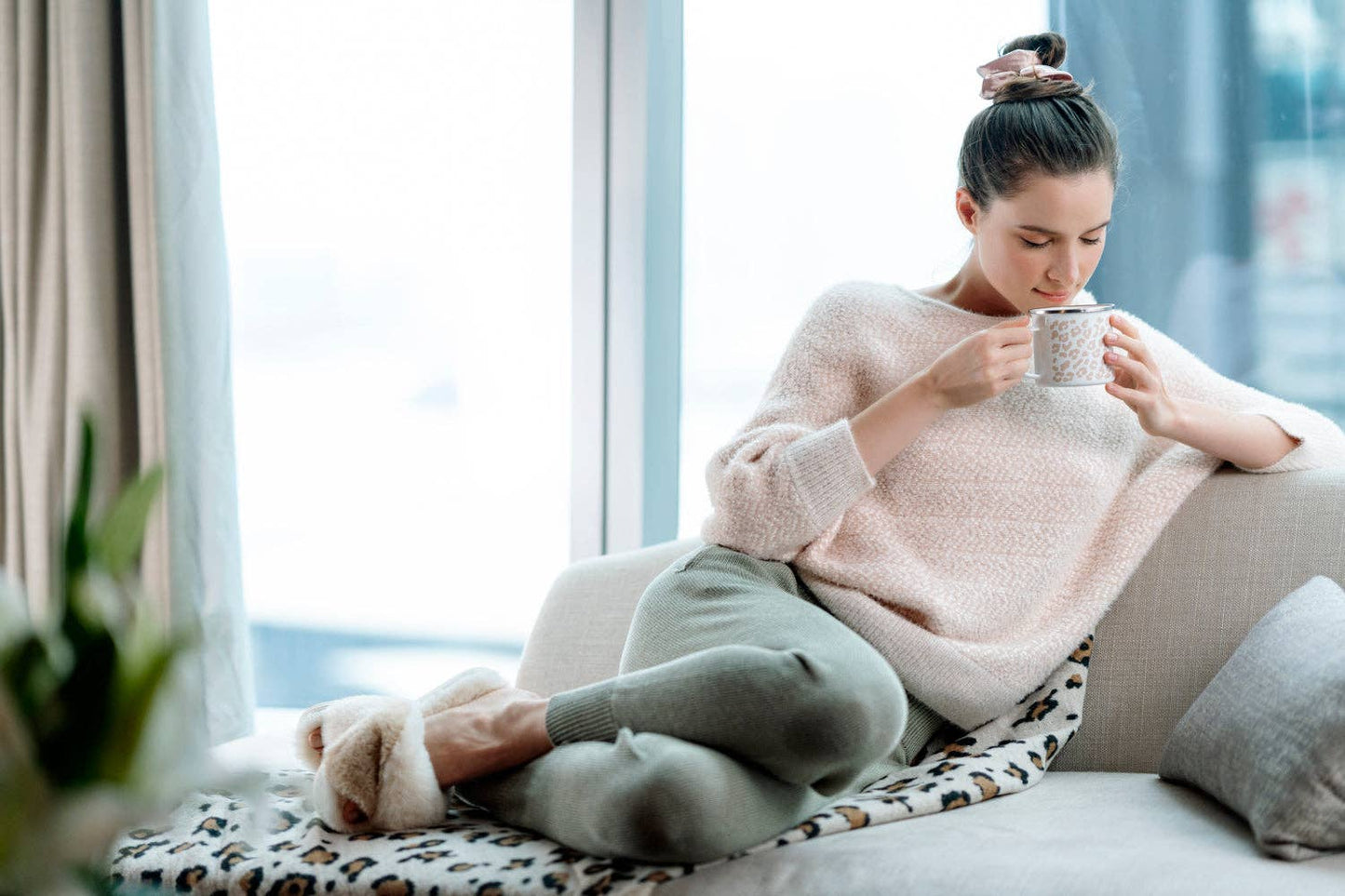 Blush Leopard Print Enamel Mug