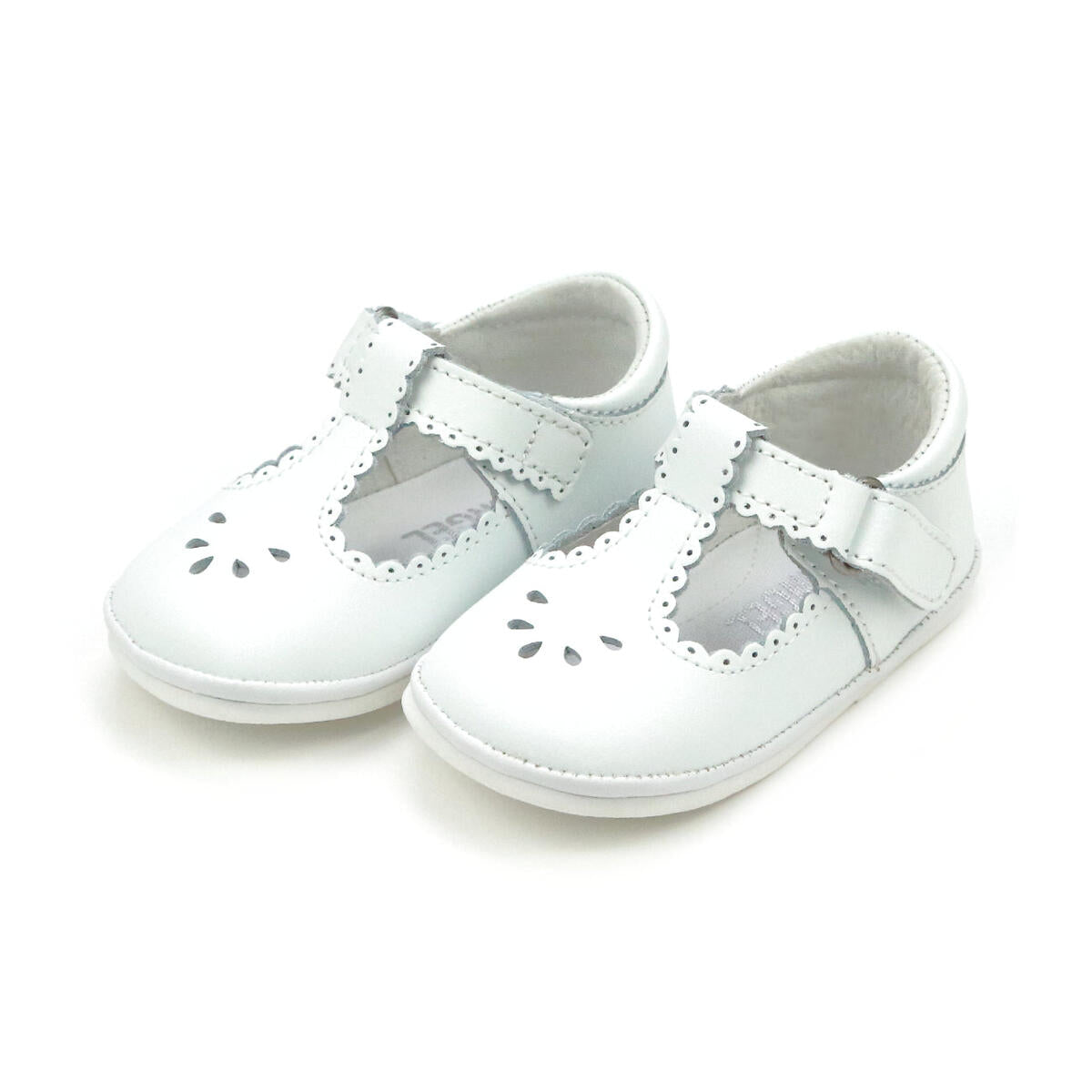 Infant White Dottie Scalloped T-Strap Mary Jane