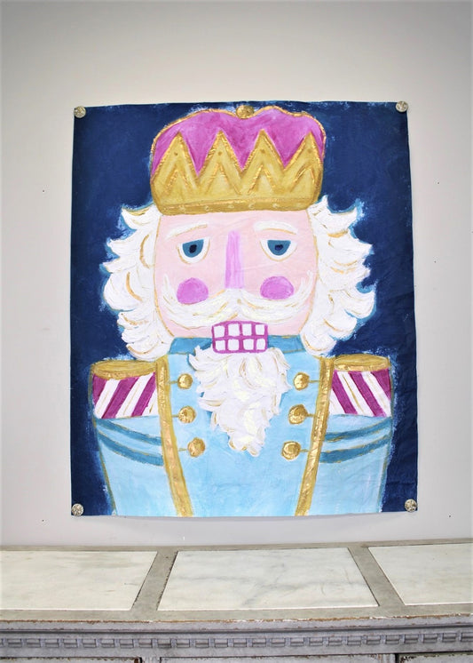 38x46" Pink & Blue Nutcracker w Gold & Glitter Finish Banner