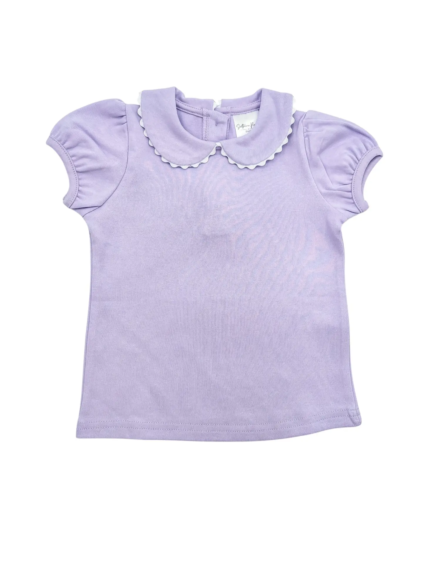 Girl's Purple Scalloped Short Sleeve Top