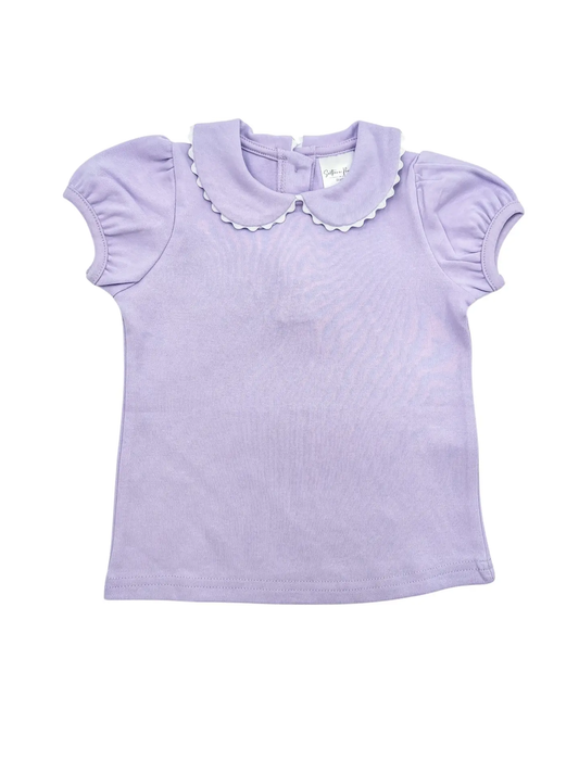 Girl's Purple Scalloped Short Sleeve Top