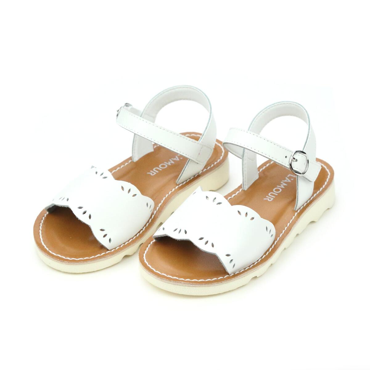 White Ella Scalloped Sandal