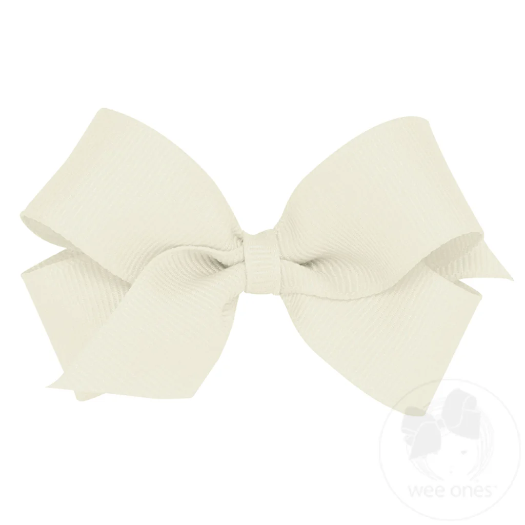 Antique White Classic Grosgrain Hair Bow (Plain Wrap)