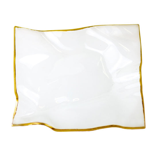 Prescott Ripple Serving Platter Frosted/Gold