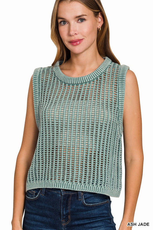 For The Weekend Ash Jade Fishnet Sweater Vest