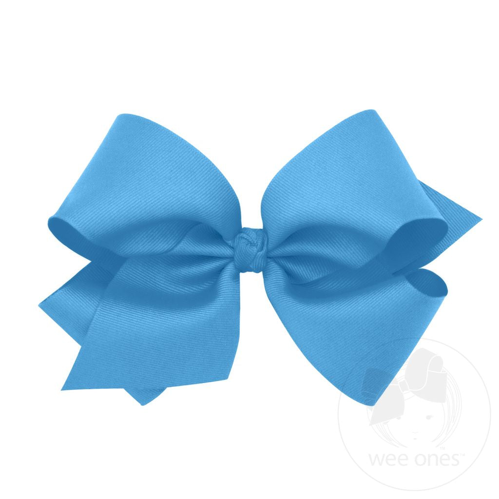 Ice Blue Classic Grosgrain Hair Bow (Knot Wrap)