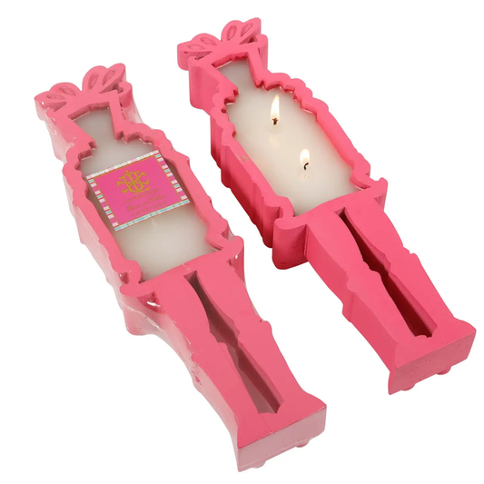Berries & Balsam Pink Wooden Nutcracker Dough Bowl Candle