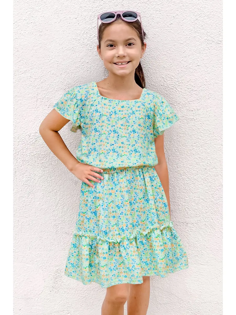 Betsy Mint Floral 2 Piece Skirt Set