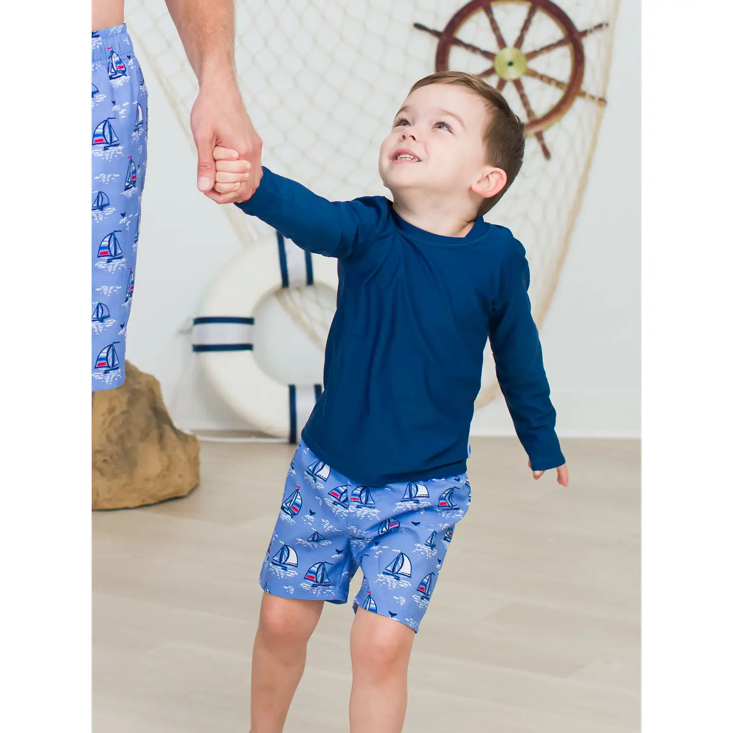 Boys Blue Seas the Day Swim Trunks