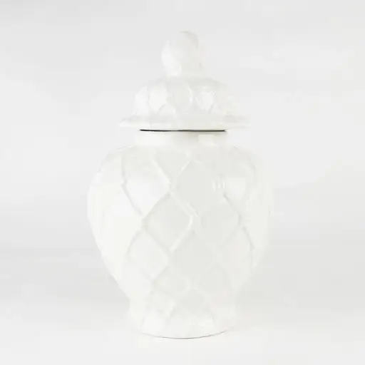 Large White Textured Ginger Jar