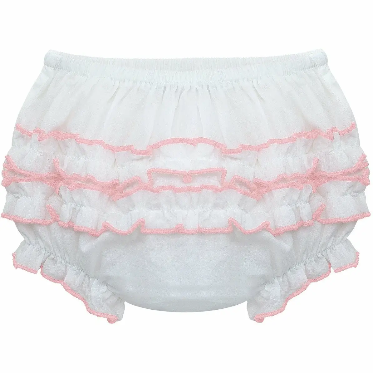 Baby Girl Pink Trim Ruffle Diaper Cover