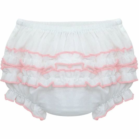 Baby Girl Pink Trim Ruffle Diaper Cover