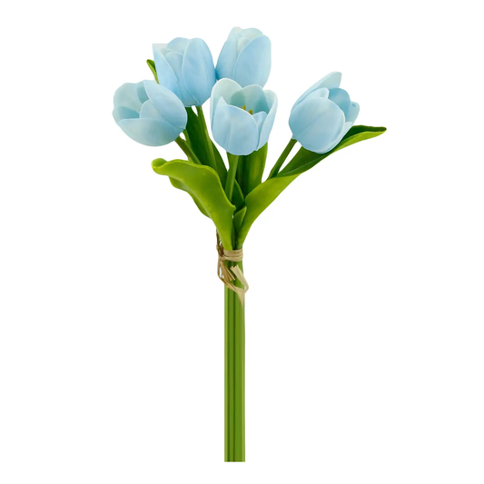 Pale Blue 13" 5-Stem Bundle: Real Touch Medium Open Tulip