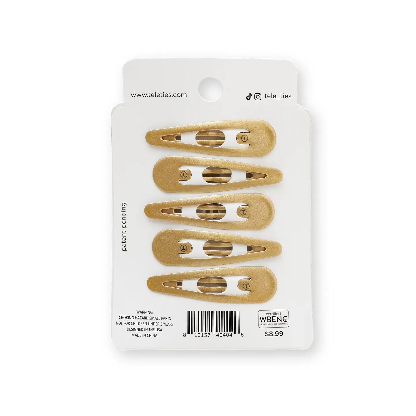 Teleties Snap Clip | Gold | 6 Count