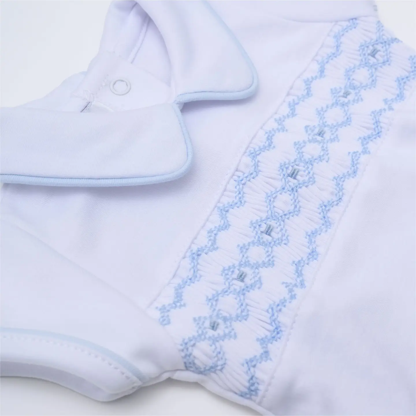 Hudson Light Blue Smocked Diaper Cover Set