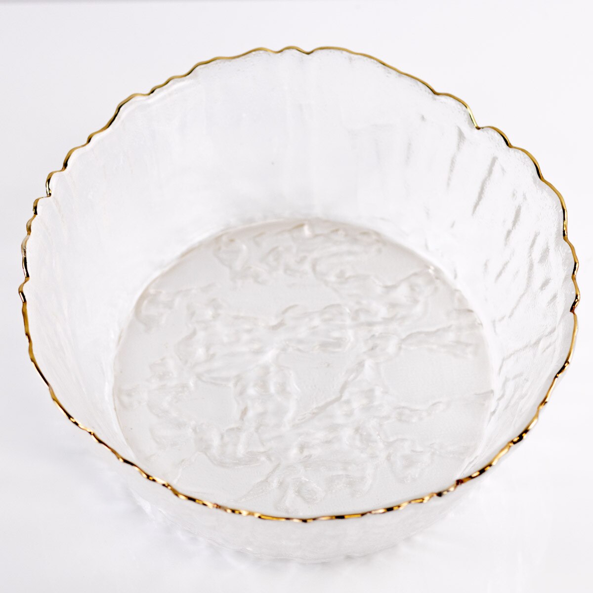 Marguerite Glass Serving Bowl Clear/Gold
