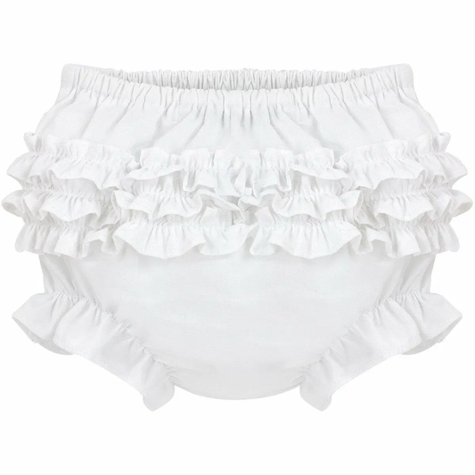 Baby Girl White Ruffle Diaper Cover