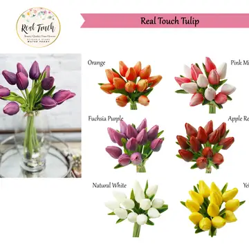 1 Dozen Real Touch Tulip Bud Bouquet (Apple Red) - 10.5"