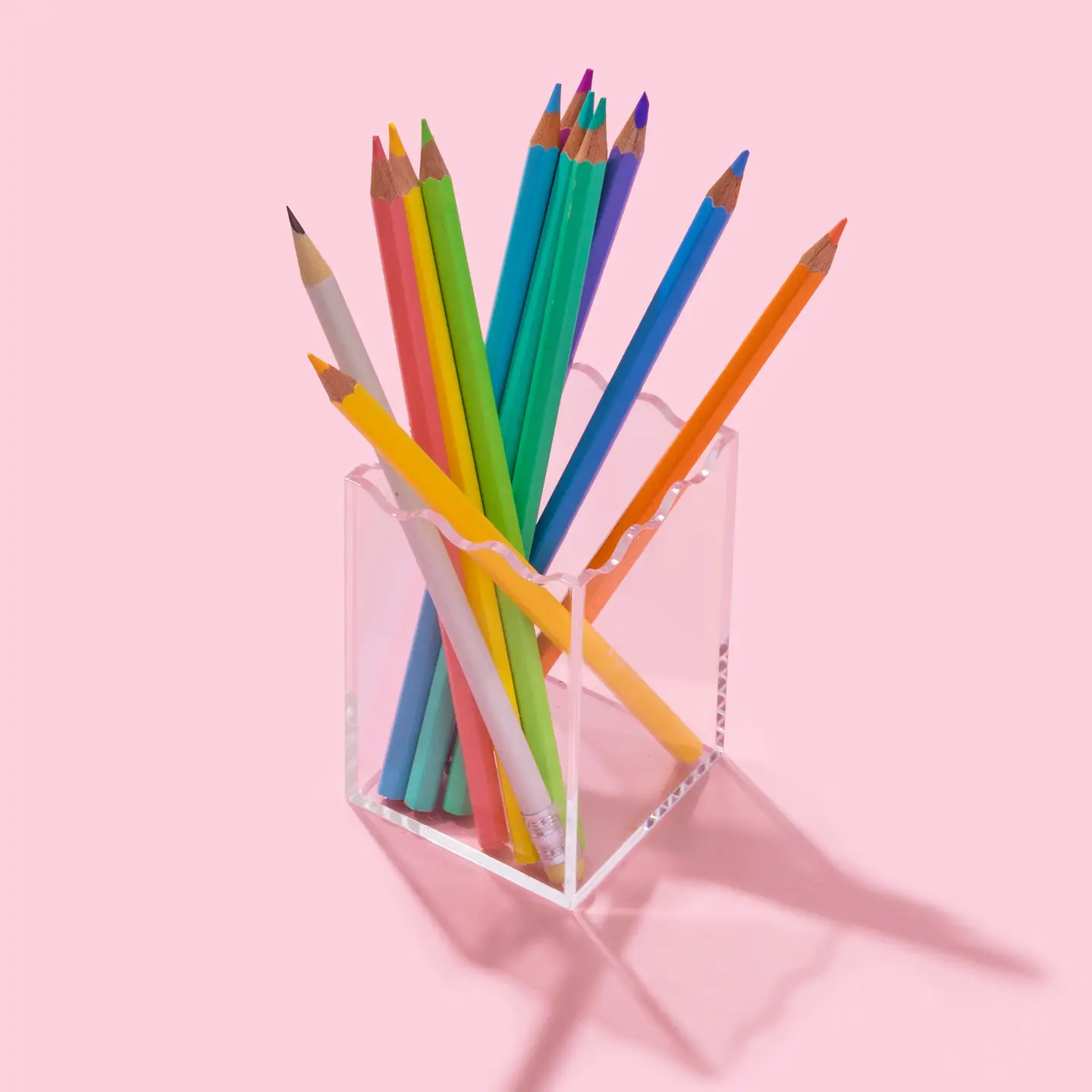 Wavy Pen + Pencil Cup - Clear