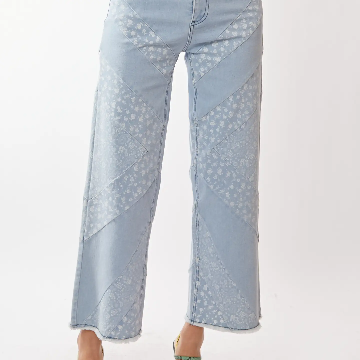 Sawyer Light Wash Floral Patchwork Jeans