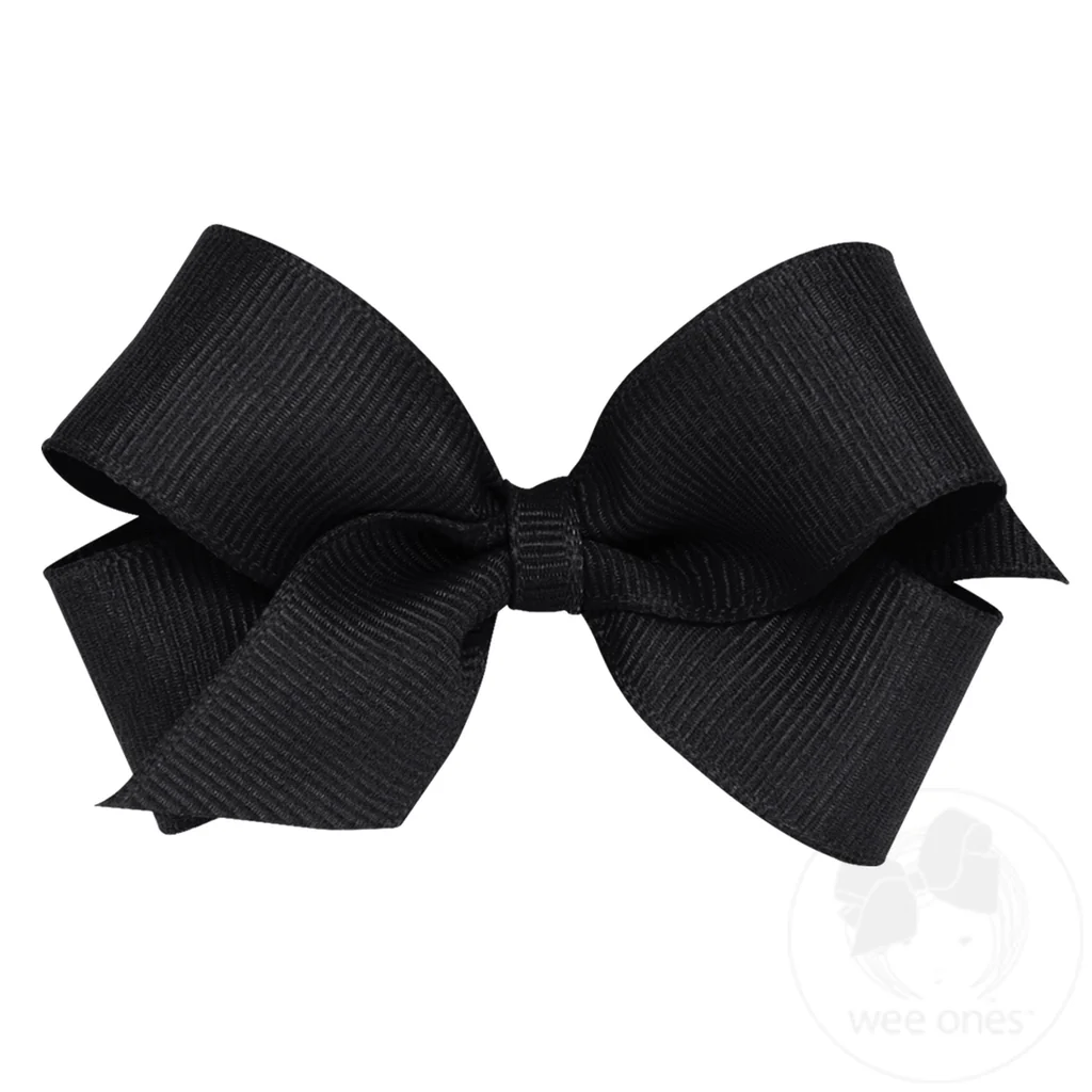 Black Classic Grosgrain Hair Bow (Plain Wrap)