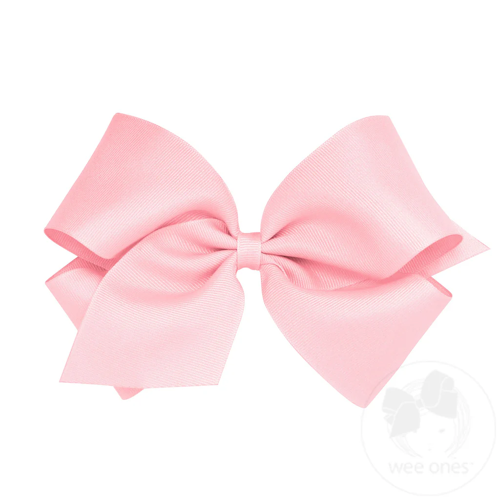 Light Pink Classic Grosgrain Hair Bow (Plain Wrap)