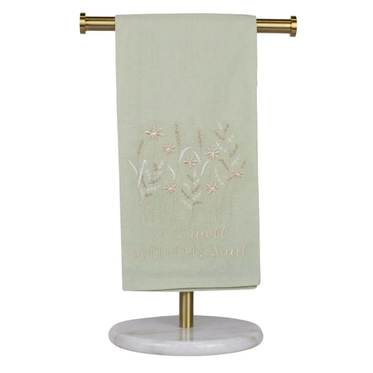 Well with My Soul Hand Towel Green/Cream