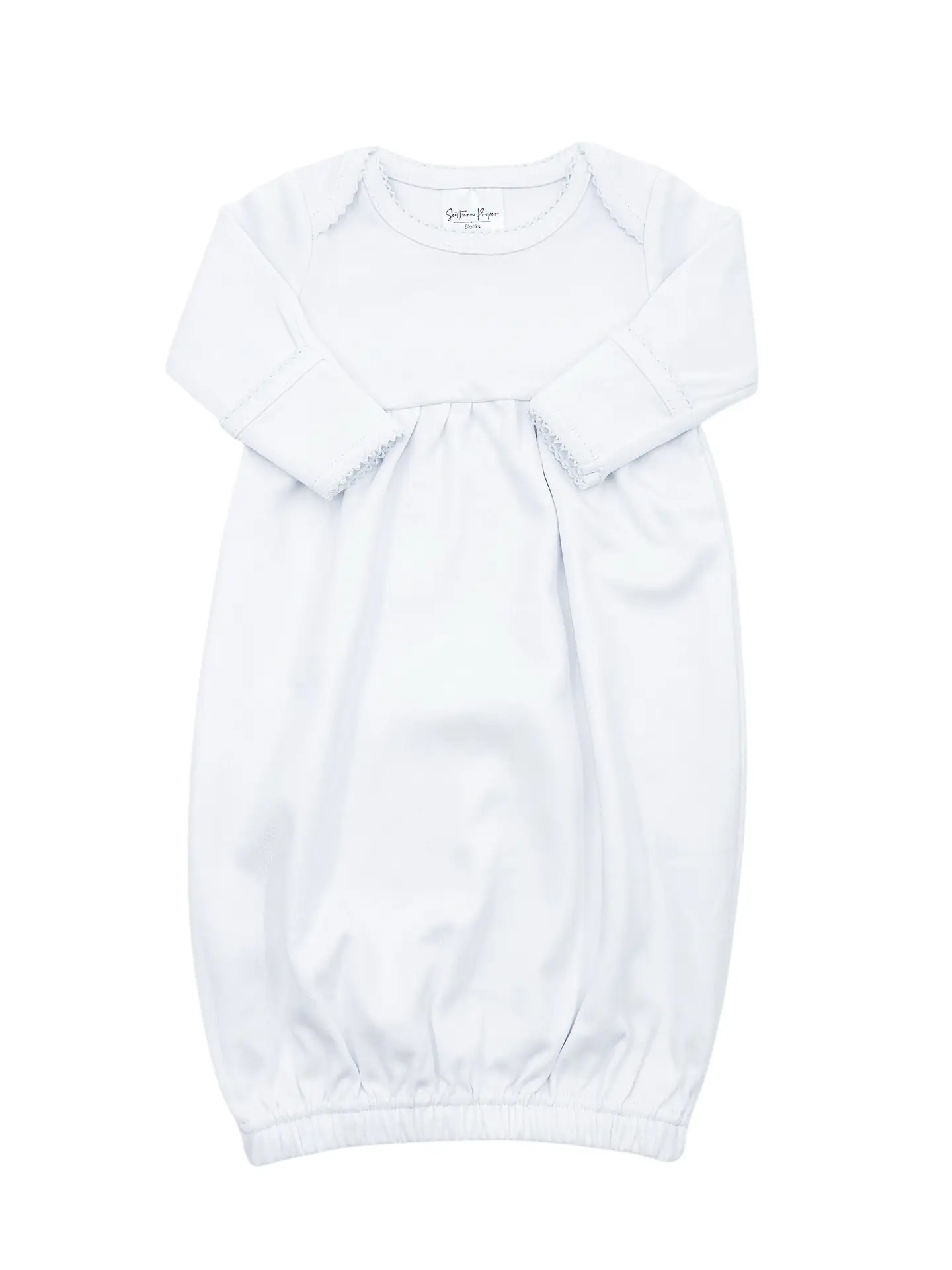 White Picot Trim Newborn Baby Gown
