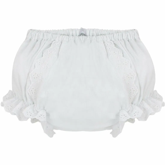Baby Girl Ruffled White Eyelet Diaper Cover