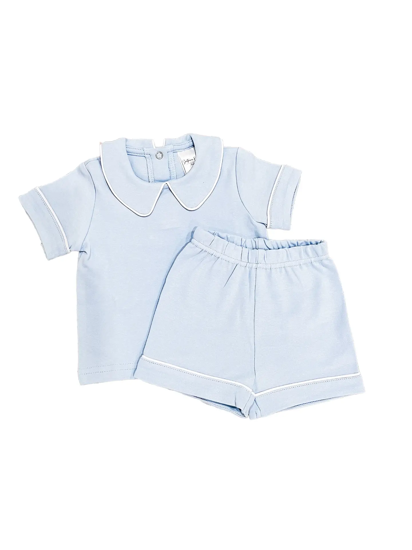 Light Blue Piping Collar Short Set