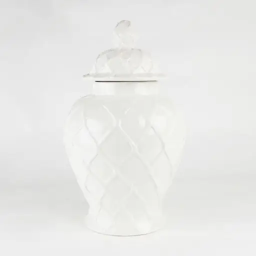 Extra Large White Textured Ginger Jar