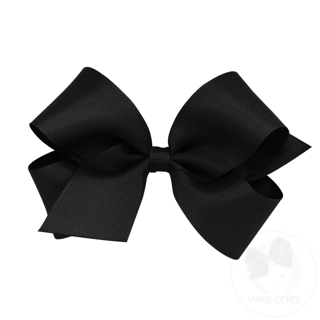 Black Classic Grosgrain Hair Bow (Plain Wrap)