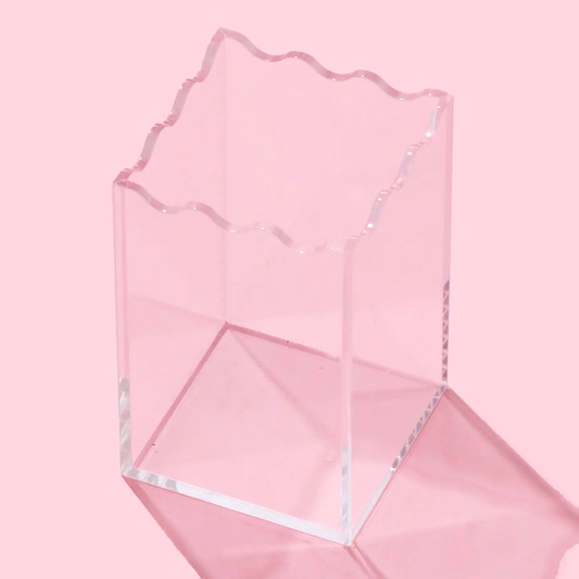 Wavy Pen + Pencil Cup - Clear