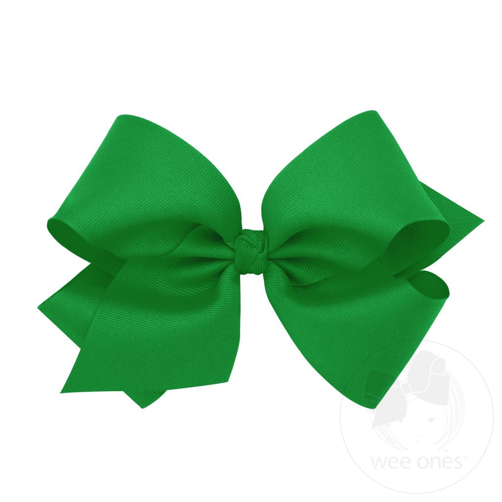 Green Classic Grosgrain Hair Bow (Knot Wrap)