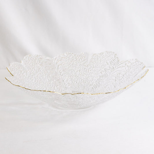 Cannes Glass Serving Bowl Clear/Gold