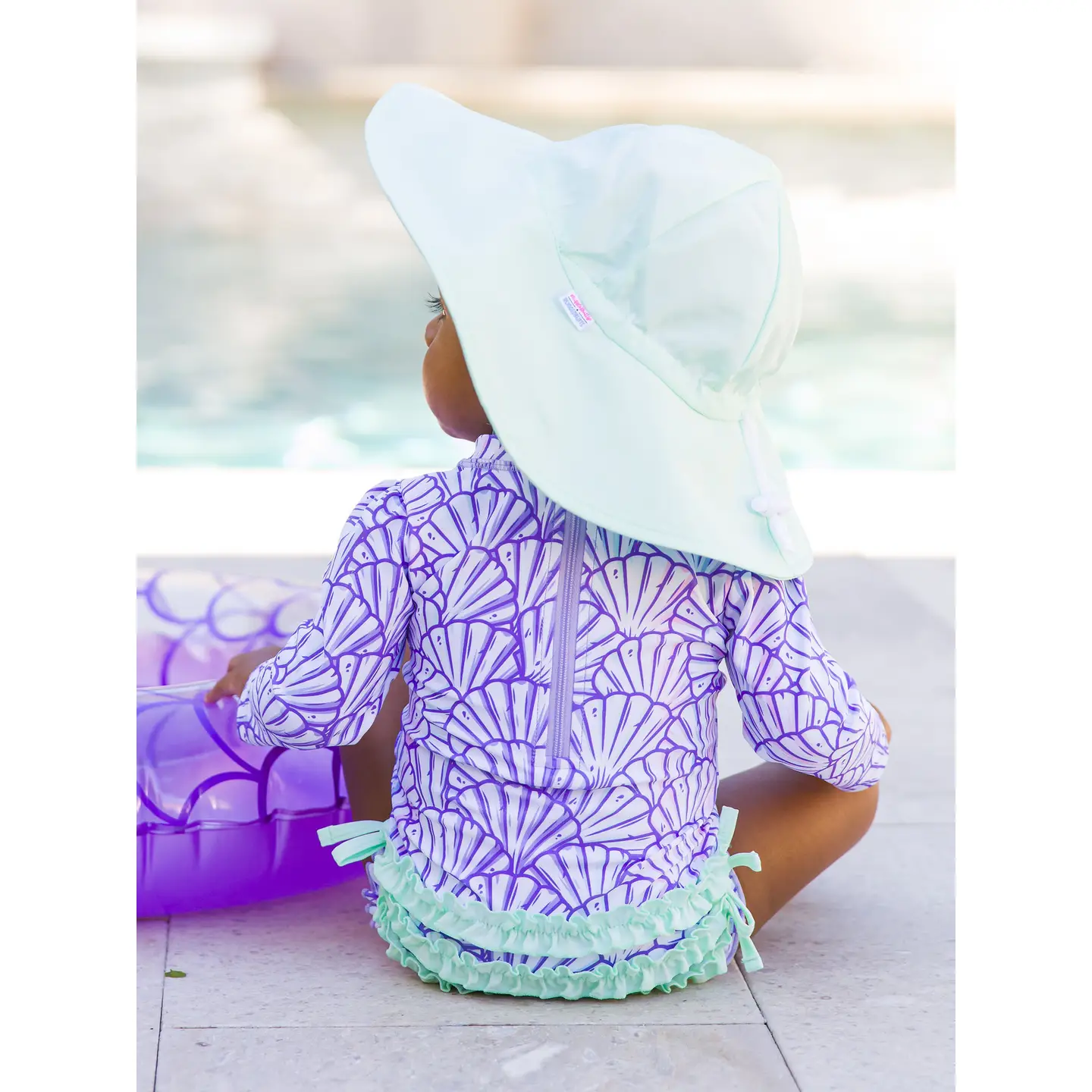 Baby Girls Magical Mermaid Long Sleeve One Piece Rash Guard Swimsuit