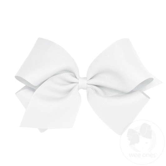 White Classic Grosgrain Hair Bow (Plain Wrap)