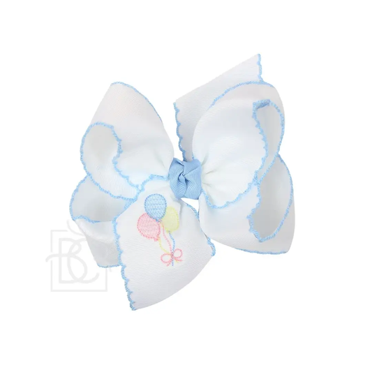 Embroidered Pastel Balloons Crochet Edge Hair Bow