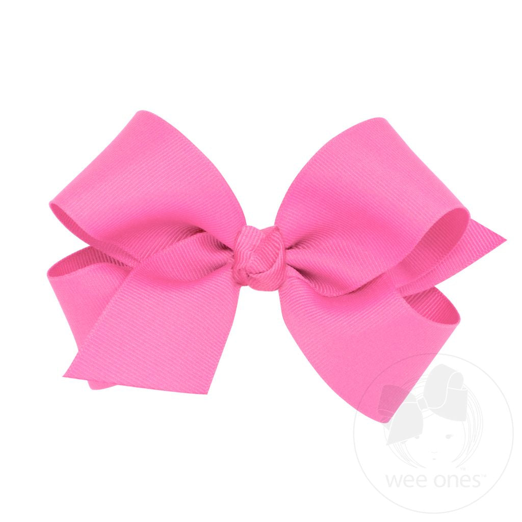 Hot Pink Classic Grosgrain Hair Bow (Knot Wrap)