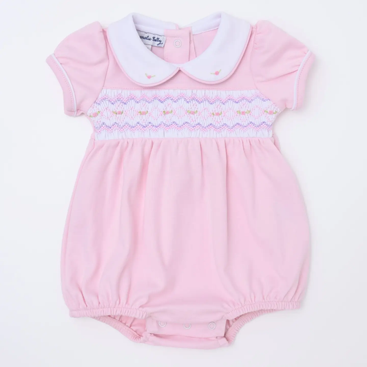 Hazel Pink Smocked Bubble