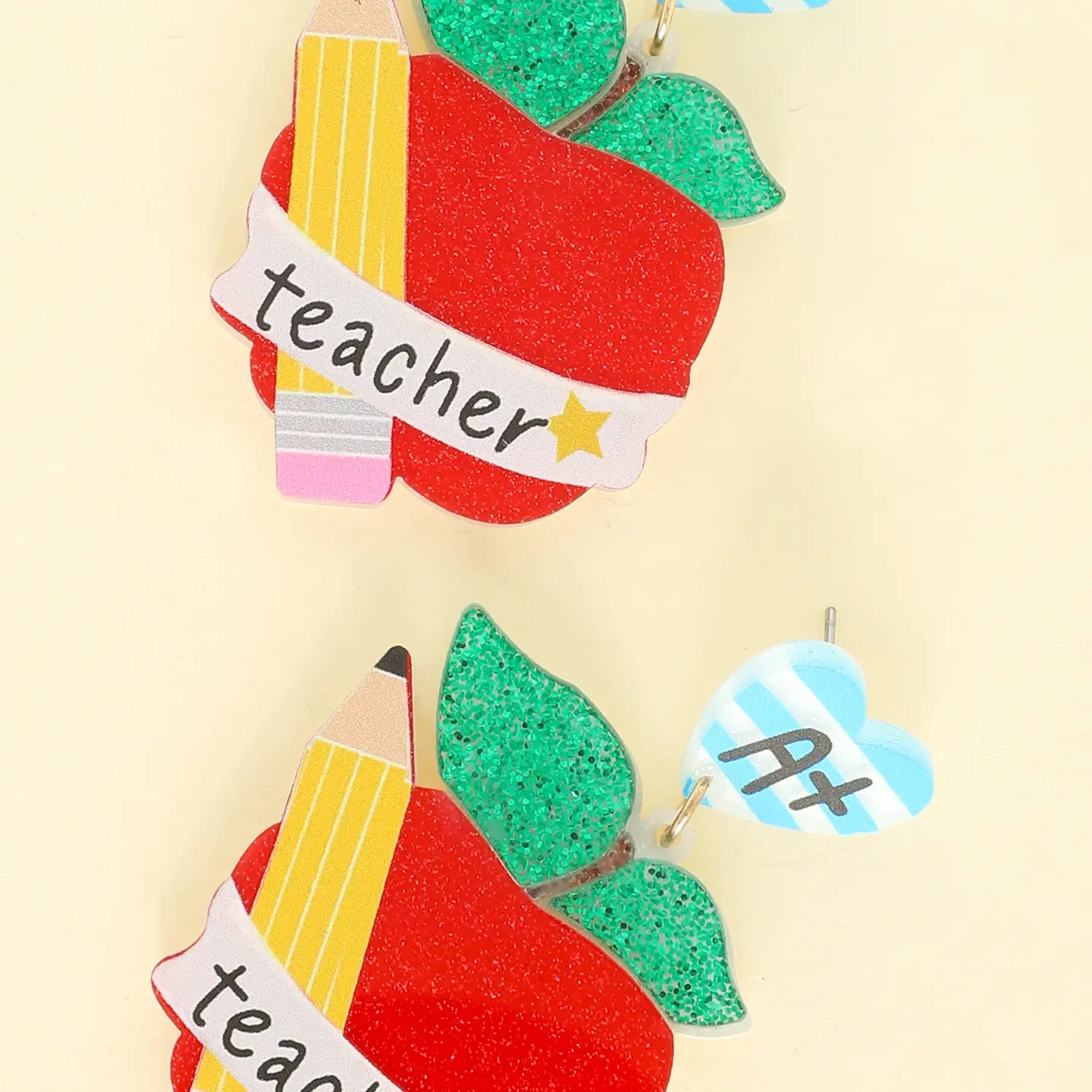Teacher Appreciation Acrylic Red Apple Earrings