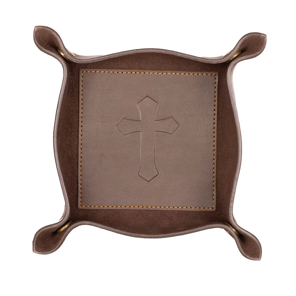 Cross Leather Embossed Valet Tray Dark Brown