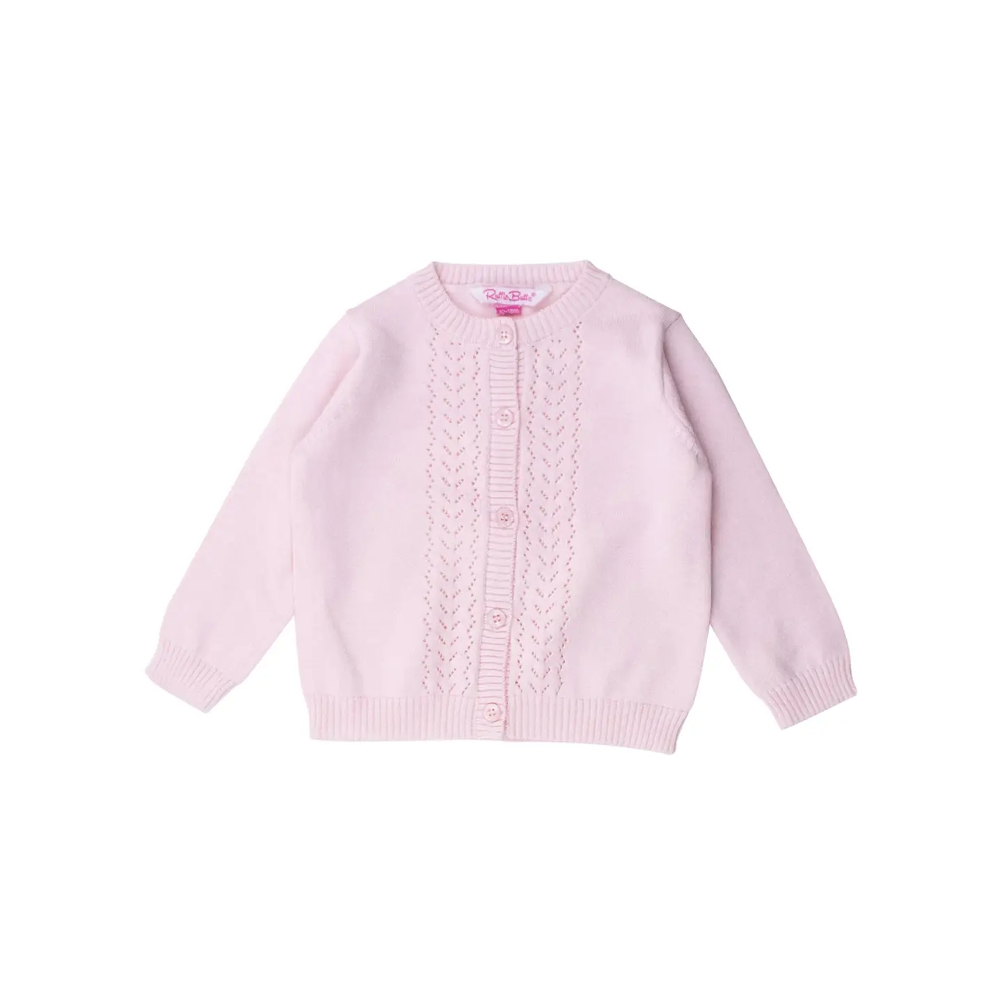 Girls Baby Pink Lightweight Pointelle Cardigan