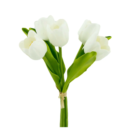 White 13" 5-Stem Bundle: Real Touch Medium Open Tulip