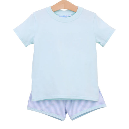 Thomas Short Set- Light Blue Stripe/Light Mint