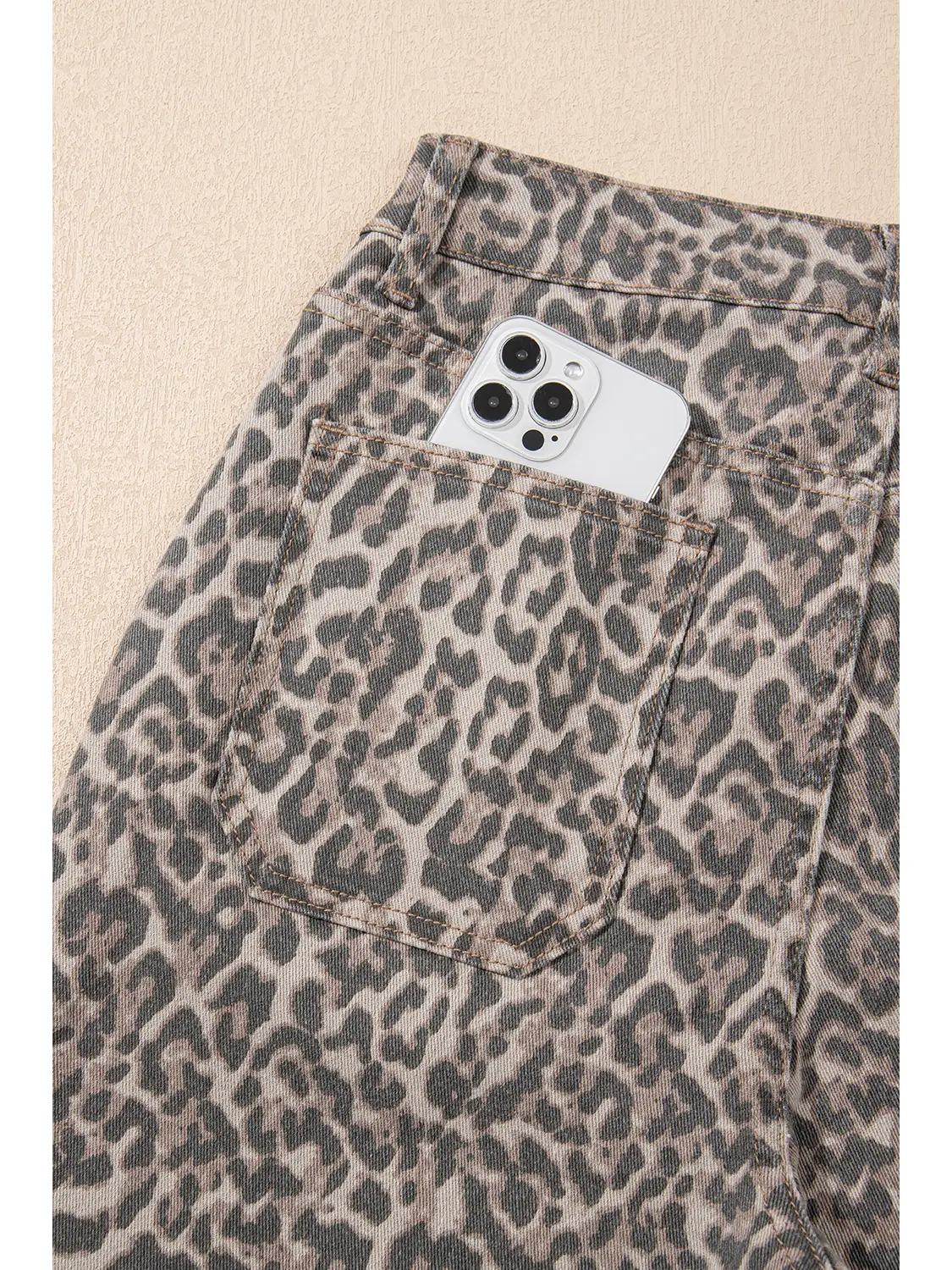 Leopard High Waist Wide Leg Jeans