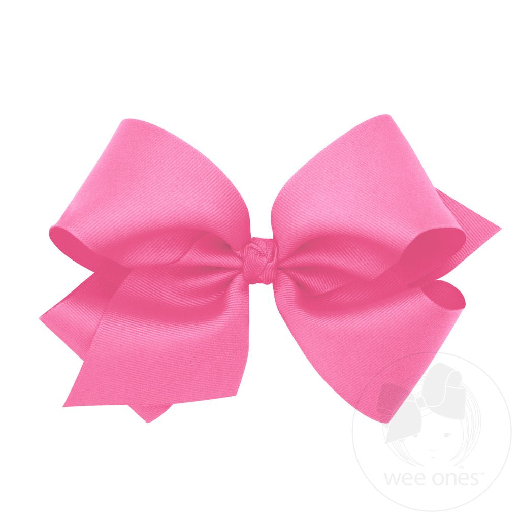 Hot Pink Classic Grosgrain Hair Bow (Knot Wrap)
