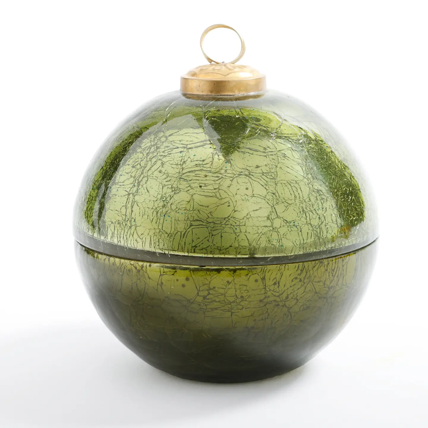 Noble Fir Green Glass Ornament Candle